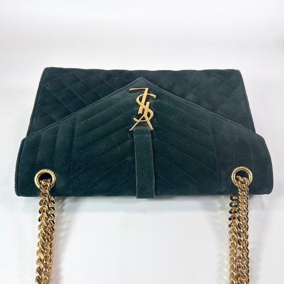Saint Laurent Medium Suede Triquilt Envelope Shoulder Bag - Picture 8 of 13